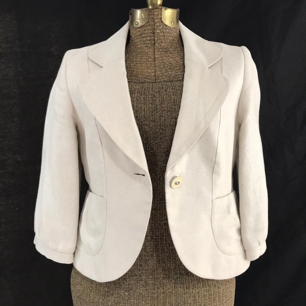 Ann Taylor LOFT Cropped Metallic Linen Blazer